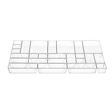 25 Piece Clear Plastic Drawer Organizers Set