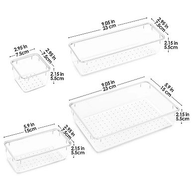 25 Piece Clear Plastic Drawer Organizers Set