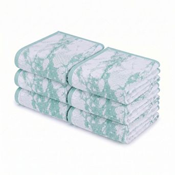 SUPERIOR Marble & Solid Jacquard 6 pc Cotton Hand Towel Set