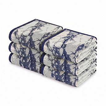 SUPERIOR Marble & Solid Jacquard 6 pc Cotton Hand Towel Set