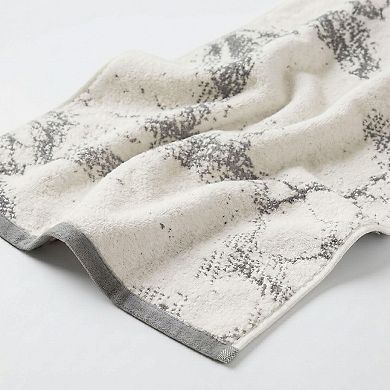 SUPERIOR Marble & Solid Jacquard 4-Piece Cotton Towel Set