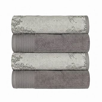 SUPERIOR Marble & Solid Jacquard 4 pc Cotton Towel Set