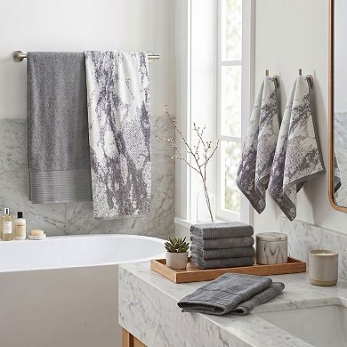 SUPERIOR Marble & Solid Jacquard 10-Piece Cotton Towel Set