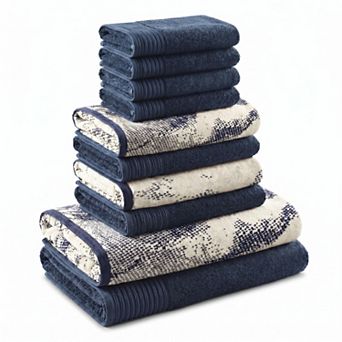 SUPERIOR Marble & Solid Jacquard 10 pc Cotton Towel Set