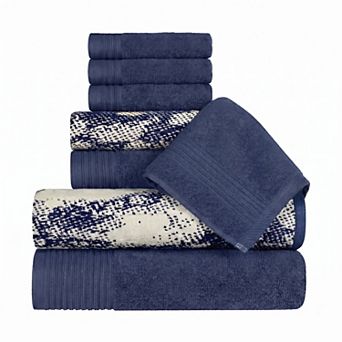 SUPERIOR Marble & Solid Jacquard 8 pc Cotton Towel Set