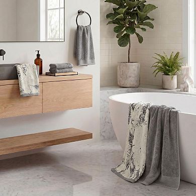 SUPERIOR Marble & Solid Jacquard 6-Piece Cotton Towel Set