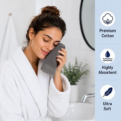 SUPERIOR Solid Jacquard 12-Piece Cotton Washcloth Set