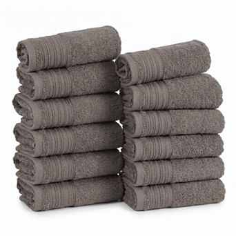 SUPERIOR Solid Jacquard 12 pc Cotton Washcloth Set