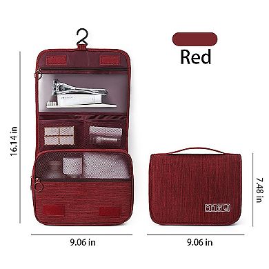 Hanging Toiletry Bag with Multiple Compartments Zipper Closure Travel Organizer Storage Case