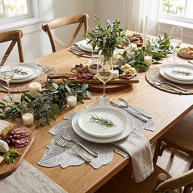 4 Pack Leaf Shaped PVC Placemats Washable Heat Resistant Table Mats