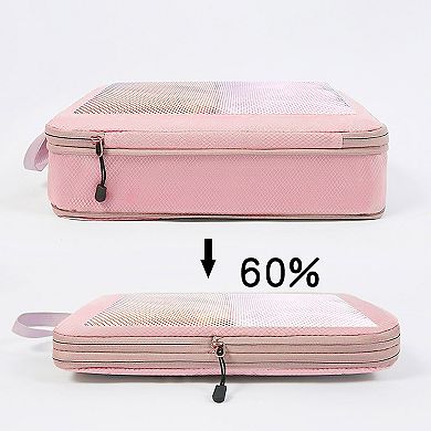 Travel Packing Cubes Set with Mesh Front Panel Zipper Storage Bags Lightweight Luggage Organizer