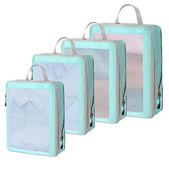 Travel Packing Cubes Set with Mesh Front Panel Zipper Storage Bags Lightweight Luggage Organizer