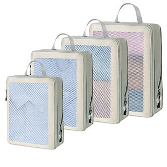 Travel Packing Cubes Set with Mesh Front Panel Zipper Storage Bags Lightweight Luggage Organizer