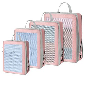 Travel Packing Cubes Set with Mesh Front Panel Zipper Storage Bags Lightweight Luggage Organizer
