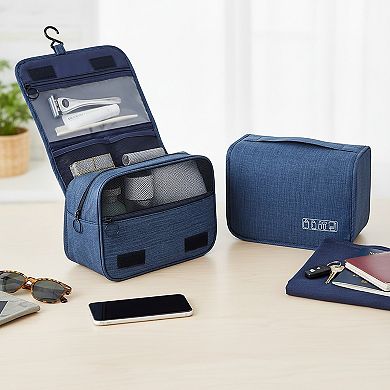 Hanging Toiletry Bag with Multiple Compartments Zipper Closure Travel Organizer Storage Case