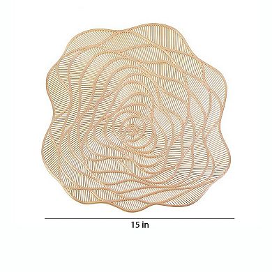 4 Piece Metallic Floral Placemat Set Decorative PVC Heat Resistant Table Mats