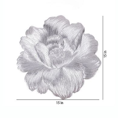4-Pack Floral Round PVC Placemats Metallic Textured Heat Resistant Table Mats
