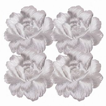 4-Pack Floral Round PVC Placemats Metallic Textured Heat Resistant Table Mats