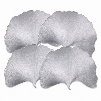 4-Pack Metallic Ginkgo Leaf PVC Placemats Heat Resistant Textured Table Mats