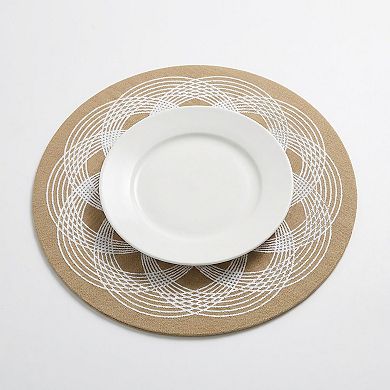 4 Piece Mandala Placemat Set Metallic PVC Heat Resistant Round Table Mats for Dining Table
