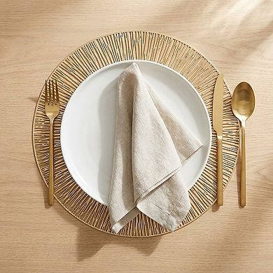 4-Pack Metallic Round PVC Placemats Heat Resistant Textured Table Mats