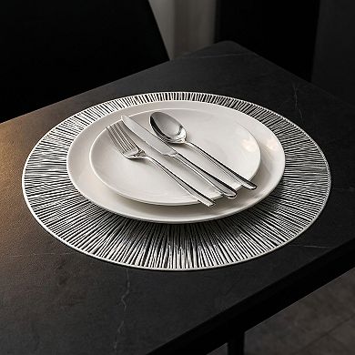 4-Pack Metallic Round PVC Placemats Heat Resistant Textured Table Mats