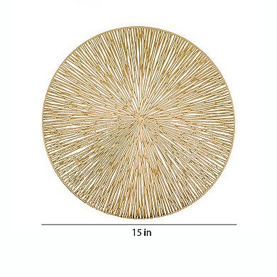 4-Pack Metallic Round PVC Placemats Heat Resistant Textured Table Mats