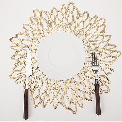 4 Piece Set Round Floral Cutout PVC Placemats Heat Resistant Decorative Table Mats