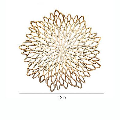 4 Piece Set Round Floral Cutout PVC Placemats Heat Resistant Decorative Table Mats