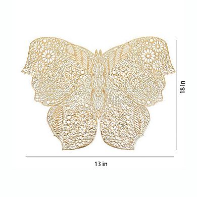 4 Piece Butterfly Placemat Set Decorative PVC Heat Resistant Table Mats for Dining Table
