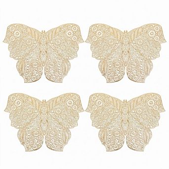 4 pc Butterfly Placemat Set Decorative PVC Heat Resistant Table Mats for Dining Table