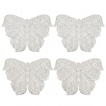 4 pc Butterfly Placemat Set Decorative PVC Heat Resistant Table Mats for Dining Table