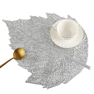 4 Piece Set Leaf Shape PVC Placemats Heat Resistant Decorative Table Mats