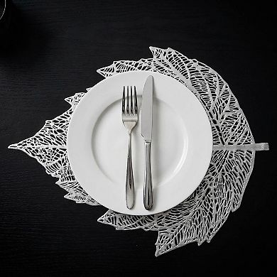 4 Piece Set Leaf Shape PVC Placemats Heat Resistant Decorative Table Mats