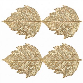 4 pc Set Leaf Shape PVC Placemats Heat Resistant Decorative Table Mats