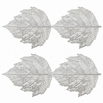 4 pc Set Leaf Shape PVC Placemats Heat Resistant Decorative Table Mats