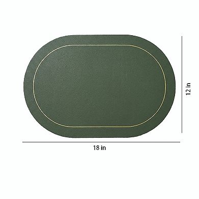 6 Piece Oval Faux Leather Placemat Set Waterproof Heat Resistant Table Mats