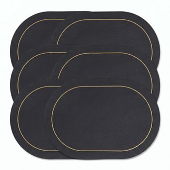 6 pc Oval Faux Leather Placemat Set Waterproof Heat Resistant Table Mats
