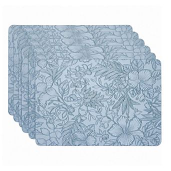 6 pc Floral PVC Placemat Set Heat Resistant Wipe Clean Table Mats for Dining Table