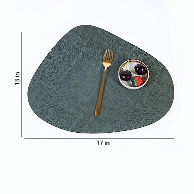 6 Piece Faux Linen Textured Placemat Set Waterproof Heat Resistant Irregular Table Mats