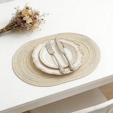 4 Piece Oval Braided Placemats Woven Heat Resistant Dining Table Mats Washable Kitchen Place Mats