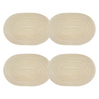 4 pc Oval Braided Placemats Woven Heat Resistant Dining Table Mats Washable Kitchen Place Mats
