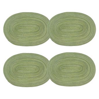 4 pc Oval Braided Placemats Woven Heat Resistant Dining Table Mats Washable Kitchen Place Mats