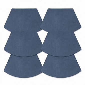 6 pc Fan Shaped Faux Linen Placemat Set Waterproof Heat Resistant Table Mats for Dining Table