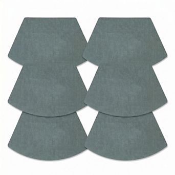 6 pc Fan Shaped Faux Linen Placemat Set Waterproof Heat Resistant Table Mats for Dining Table
