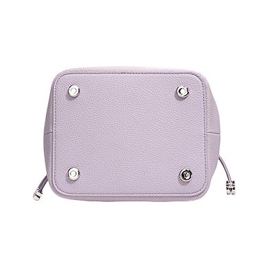 Women's Leather Drawstring Bucket Handbag with Braided Top Handle and Adjustable Crossbody Strap