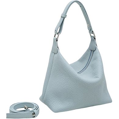 Women's Pebbled Leather Hobo Shoulder Bag with Adjustable Strap and Convertible Crossbody Design