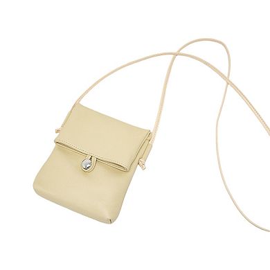 Women's Leather Phone Crossbody Bag with Flap Closure Slim Wallet Design and Adjustable Strap