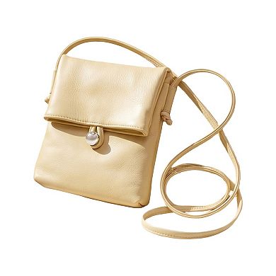 Women's Leather Phone Crossbody Bag with Flap Closure Slim Wallet Design and Adjustable Strap