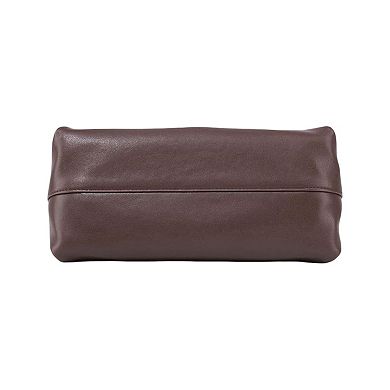Women's Soft Leather Envelope Shoulder Bag with Foldover Flap Silver Clasp and Slim Strap Design
